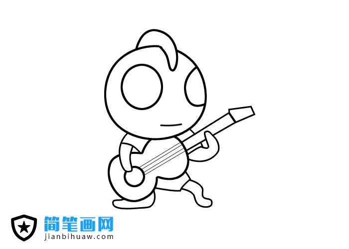 小奧特曼彈吉它簡筆畫圖片