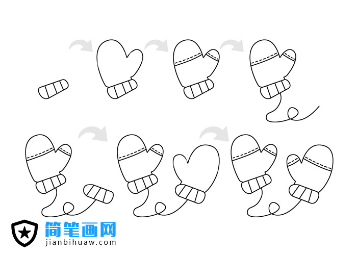 手套簡筆畫繪畫步驟和上色