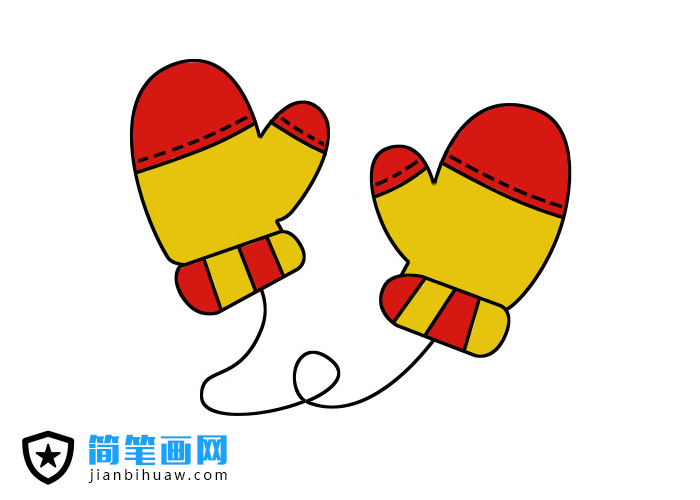 手套簡筆畫繪畫步驟和上色