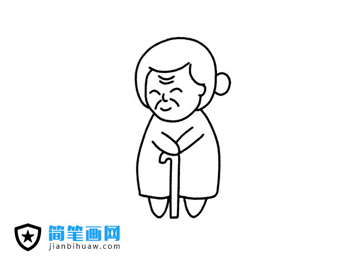 拄著拐杖的老奶奶簡筆畫圖片
