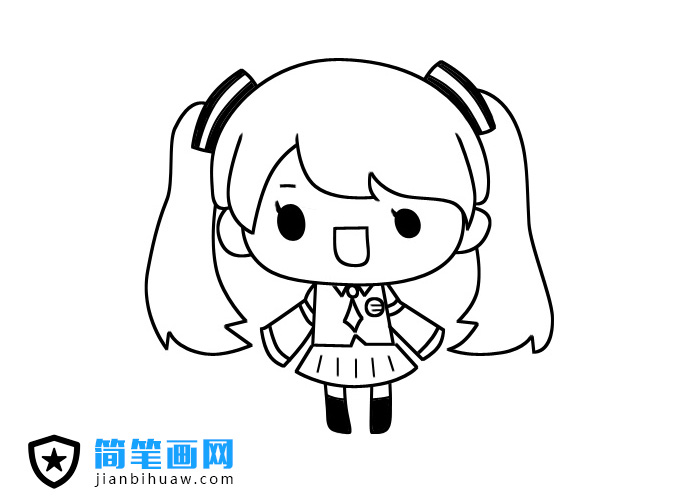 萌萌噠版的初音未來簡筆畫圖片