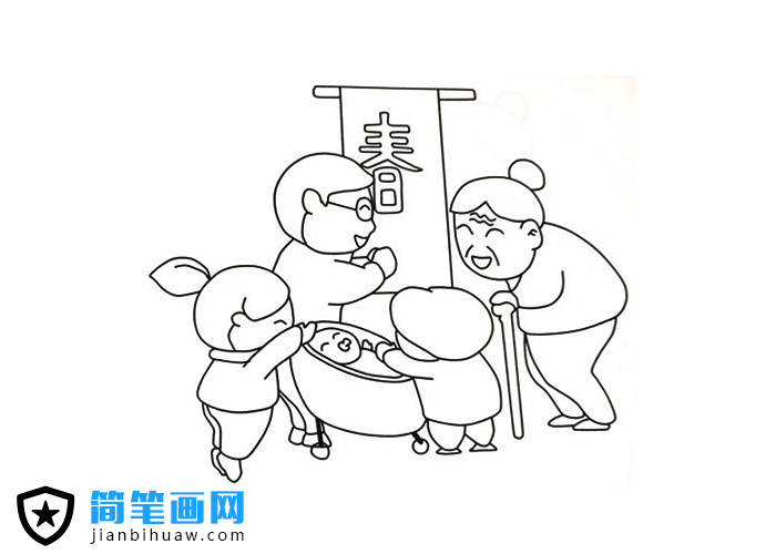 春節拜年的簡筆畫圖片