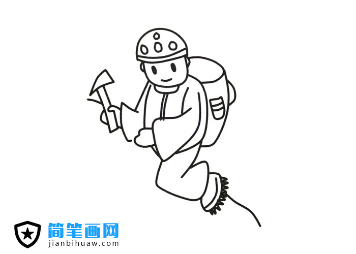 登山愛好者正在登山簡筆畫圖片