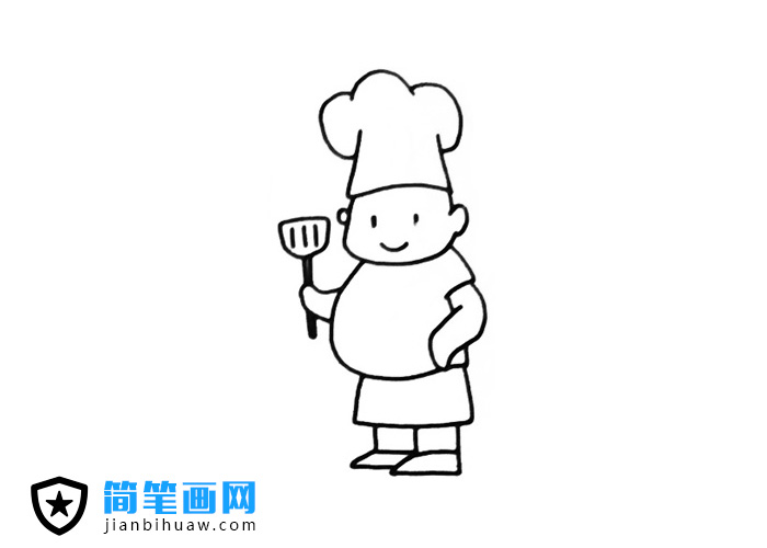 胖大廚廚師簡筆畫圖片包含步驟