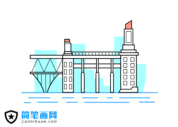 南京長江大橋橋頭堡簡筆畫圖片