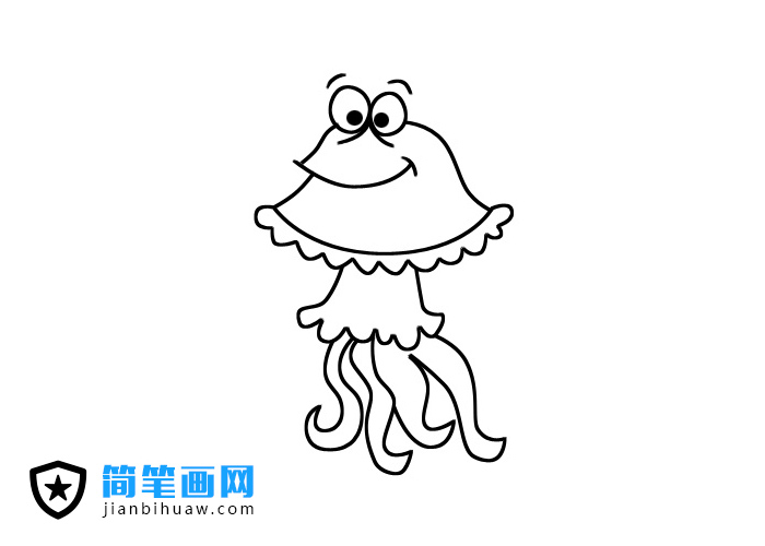 卡通水母簡筆畫圖片