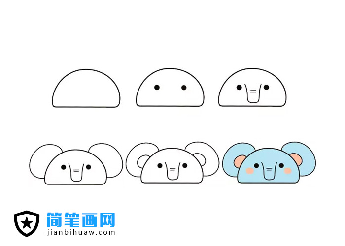1個半圓就能畫出可愛的簡筆畫 -- 大象
