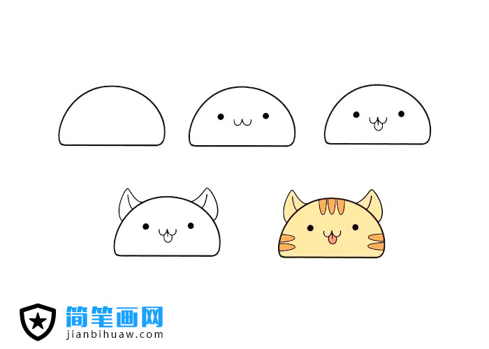 1個半圓就能畫出可愛的簡筆畫 -- 小貓咪