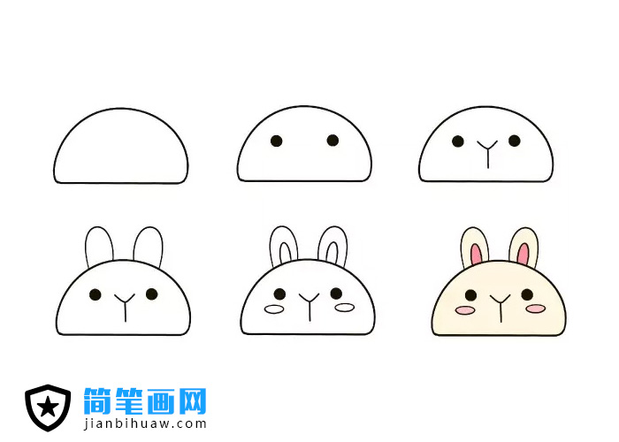 1個半圓就能畫出可愛的簡筆畫 -- 小兔子