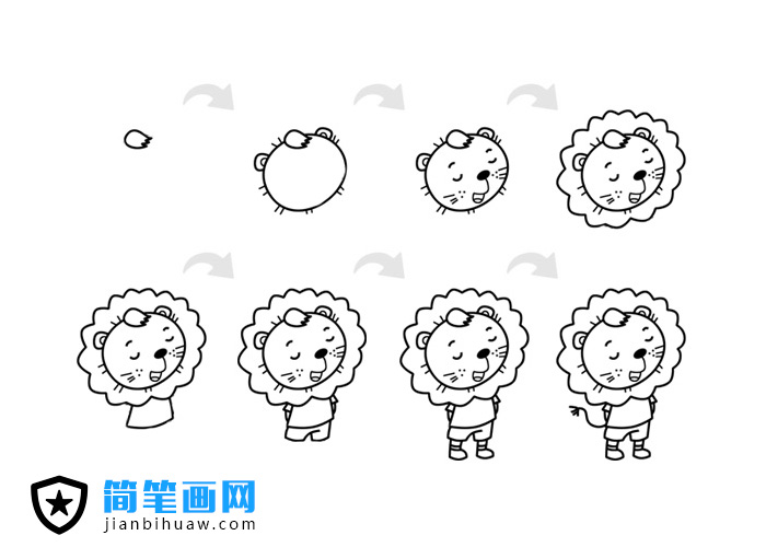 筆畫有點小多的獅子簡筆畫包含步驟