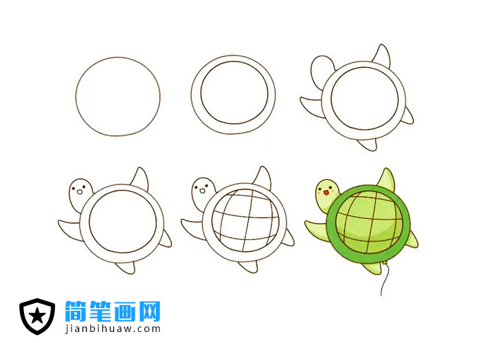畫一個可愛的動物氣球簡筆畫 -- 小烏龜