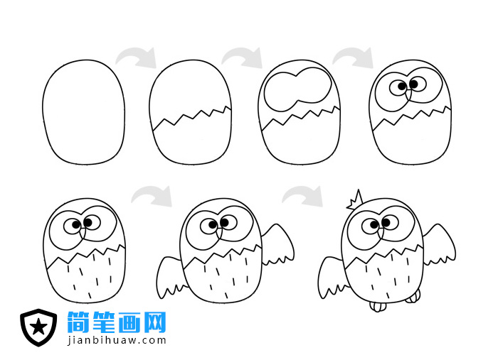 教你貓頭鷹簡筆畫步驟分解圖片