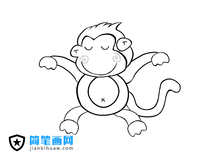 頑皮的小猴子簡筆畫圖片