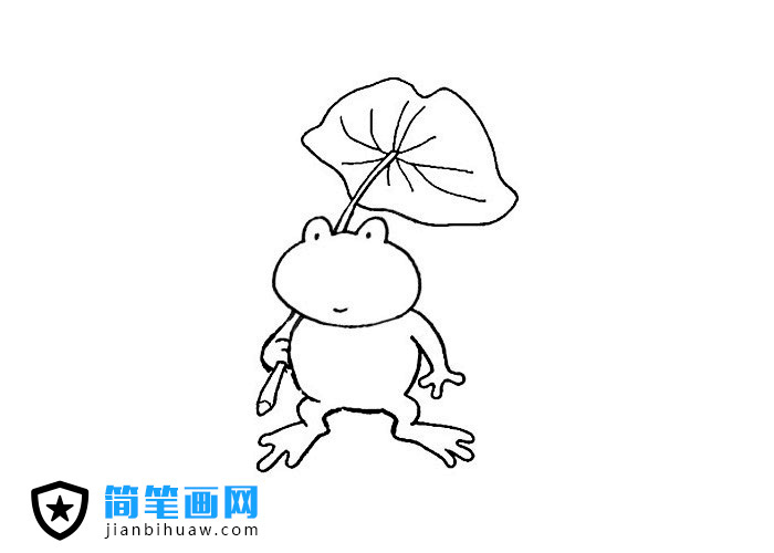 小青蛙扛荷葉簡筆畫圖片
