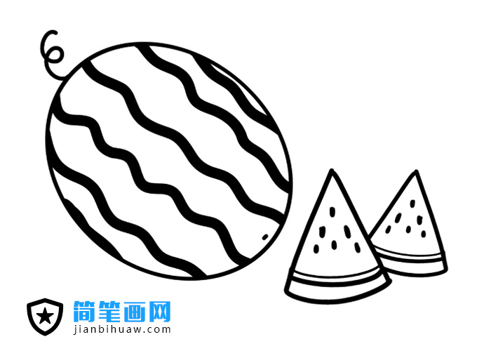 西瓜簡筆畫圖片含上色