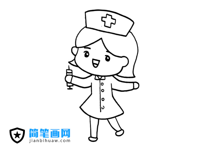 打針的小護士簡筆畫圖片含上色