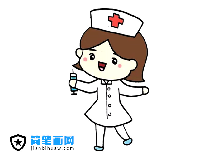 打針的小護士簡筆畫圖片含上色
