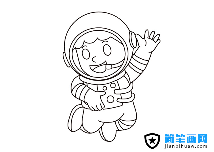 宇航員簡筆畫圖片含上色
