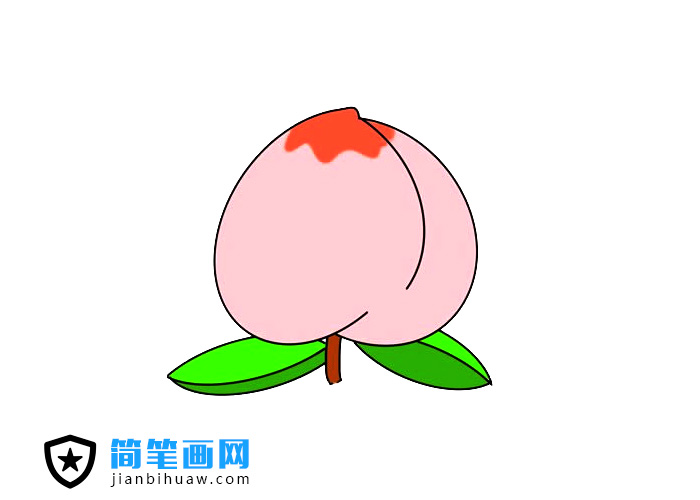 美味可口的桃子簡筆畫圖片含上色