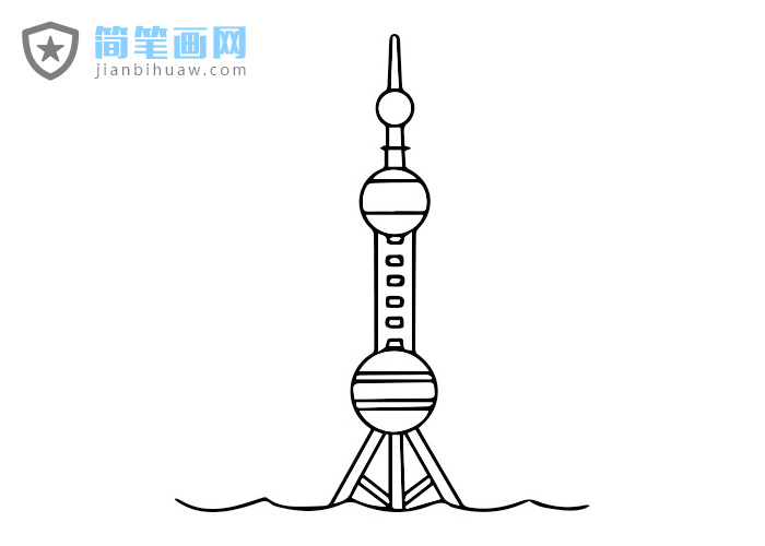 上海東方明珠電視塔簡筆畫圖片含上色