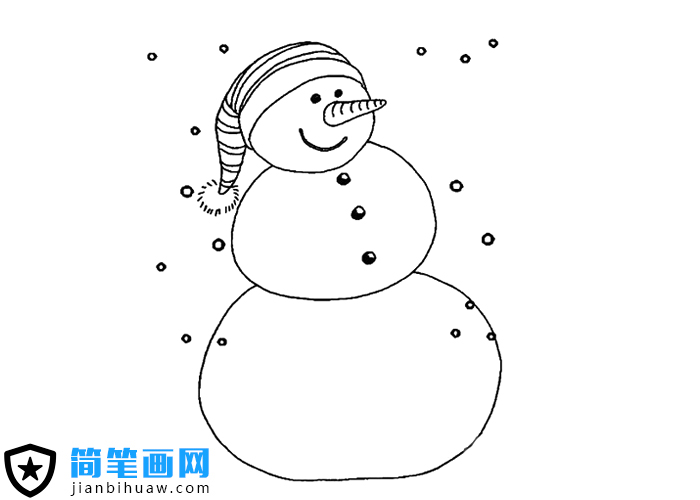 冬天雪人雪花的簡筆畫