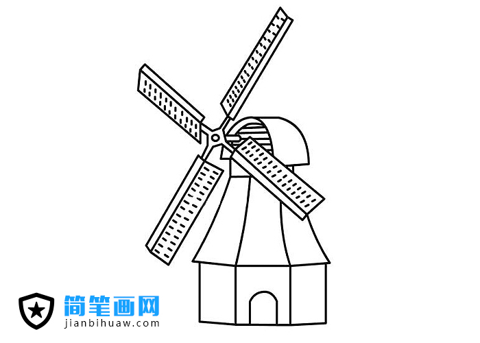 荷蘭風車簡筆畫圖片