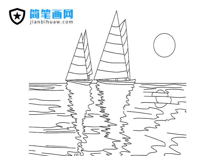 大海帆船簡筆畫圖片