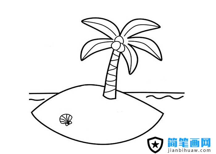 小島椰子樹簡筆畫