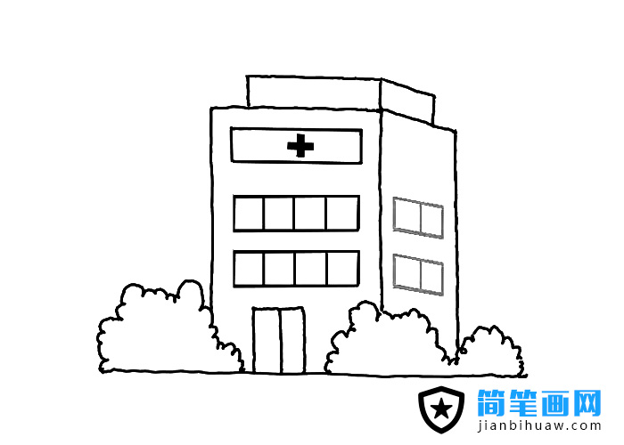 醫院大樓簡筆畫圖片