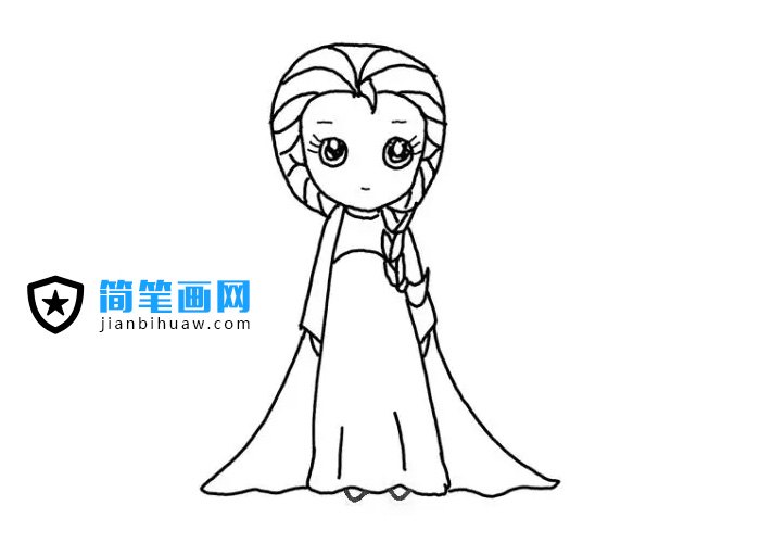 艾莎公主簡筆畫圖片含上色