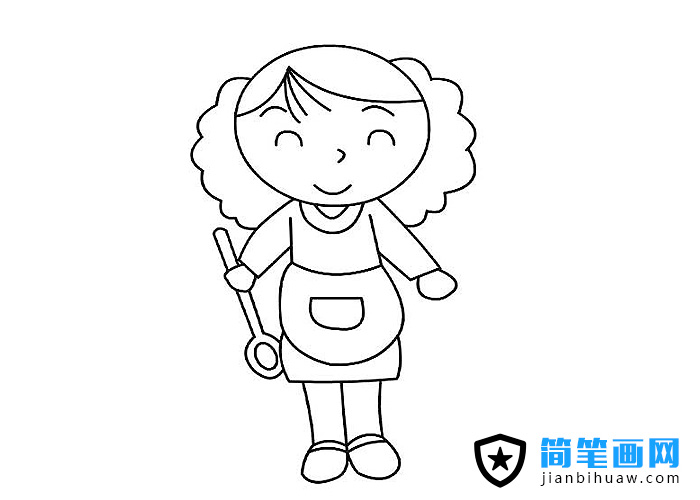 做飯的媽媽簡筆畫圖片