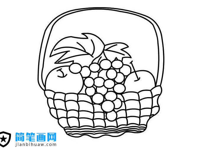 水果籃簡筆畫圖片
