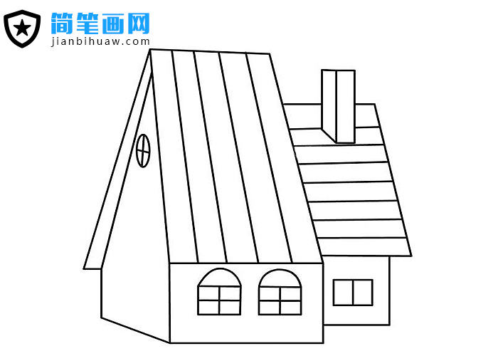 高高房頂木屋簡筆畫圖片