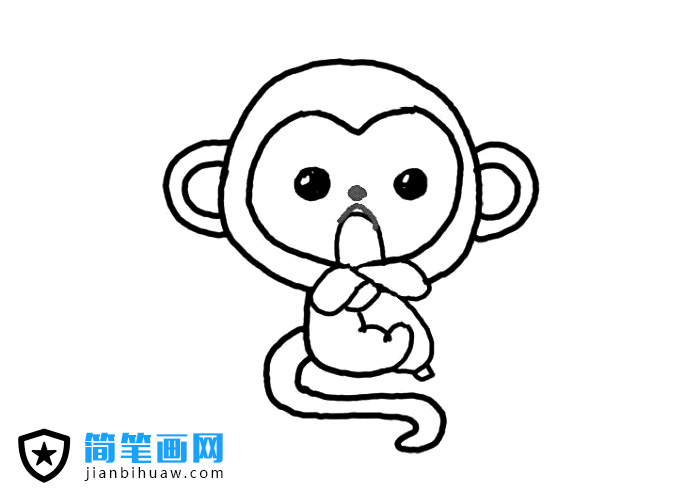 簡單可愛的小猴子簡筆畫圖片含上色