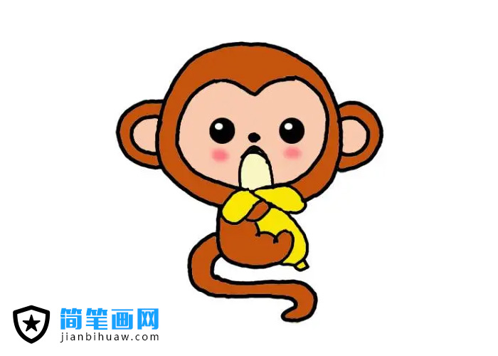 簡單可愛的小猴子簡筆畫圖片含上色