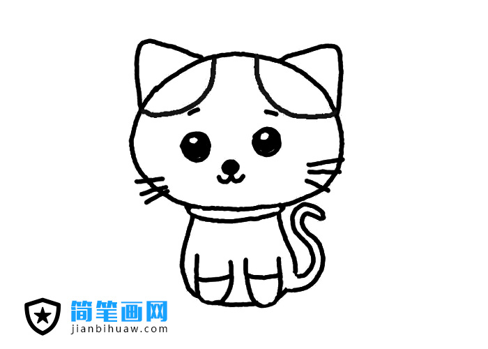 簡單可愛的小貓簡筆畫圖片含上色