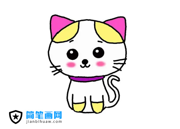 簡單可愛的小貓簡筆畫圖片含上色