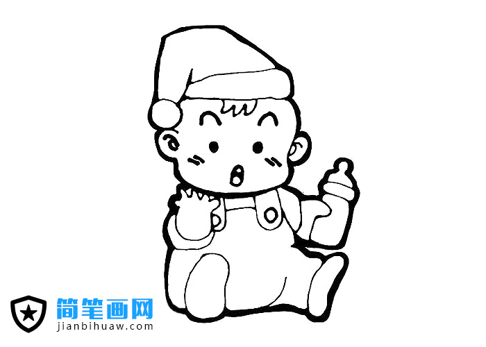 喝奶的小寶寶簡筆畫圖片