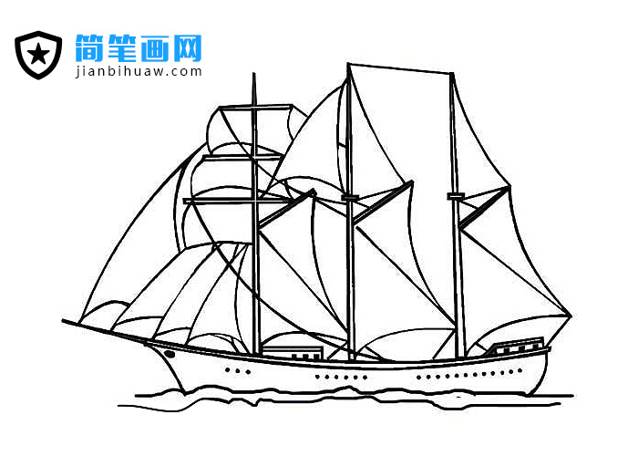 漂亮帆船簡筆畫圖片