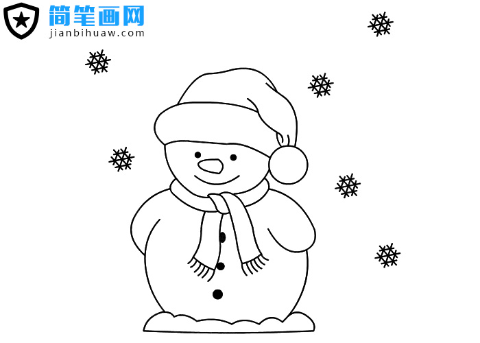 冬天戴帽子的雪人簡筆畫圖片