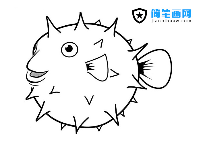 圓鼓鼓的小河豚簡筆畫圖片