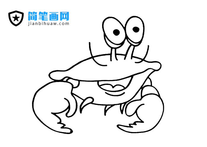 一只大眼睛螃蟹簡筆畫圖片