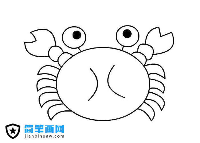 一只可愛的大閘蟹螃蟹簡筆畫圖片