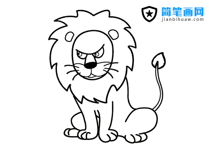 一只兇猛的獅子簡筆畫圖片