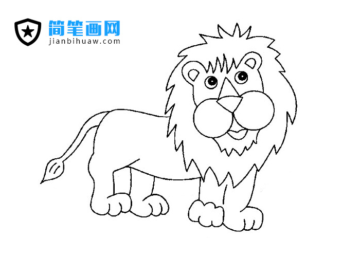 動物園里的大獅子簡筆畫圖片