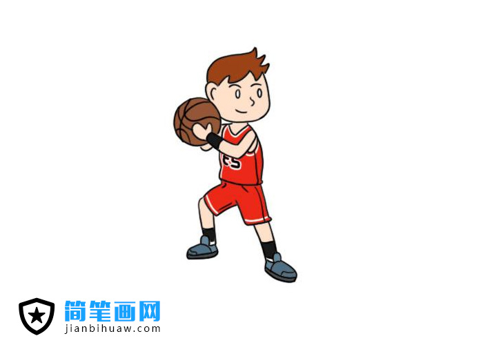 打籃球的男孩簡筆畫圖片