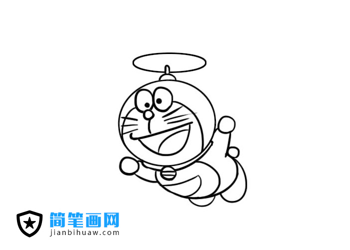 哆啦A夢飛行的機器貓簡筆畫圖片