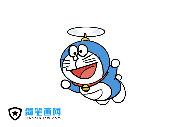 哆啦A夢飛行的機器貓簡筆畫圖片