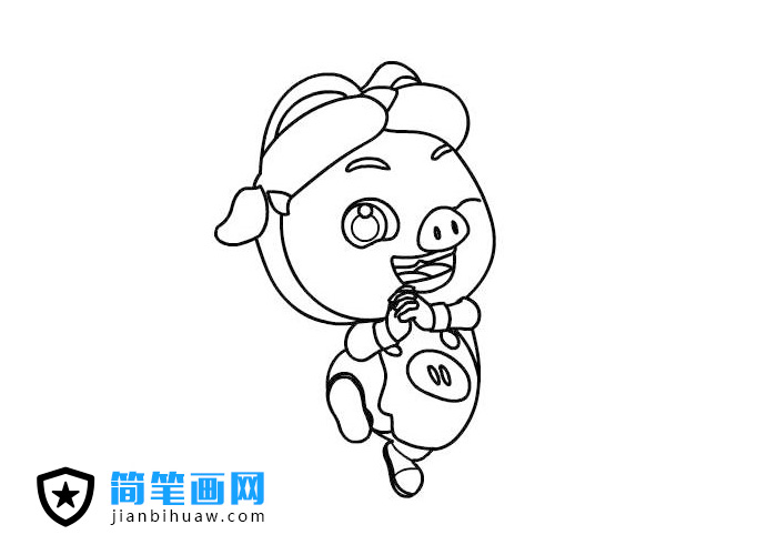 一只可愛的豬豬俠簡筆畫圖片