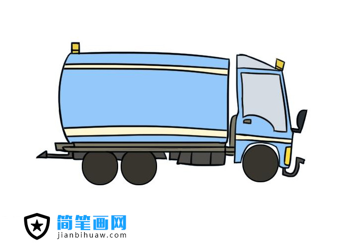 灑水車簡筆畫圖片含上色